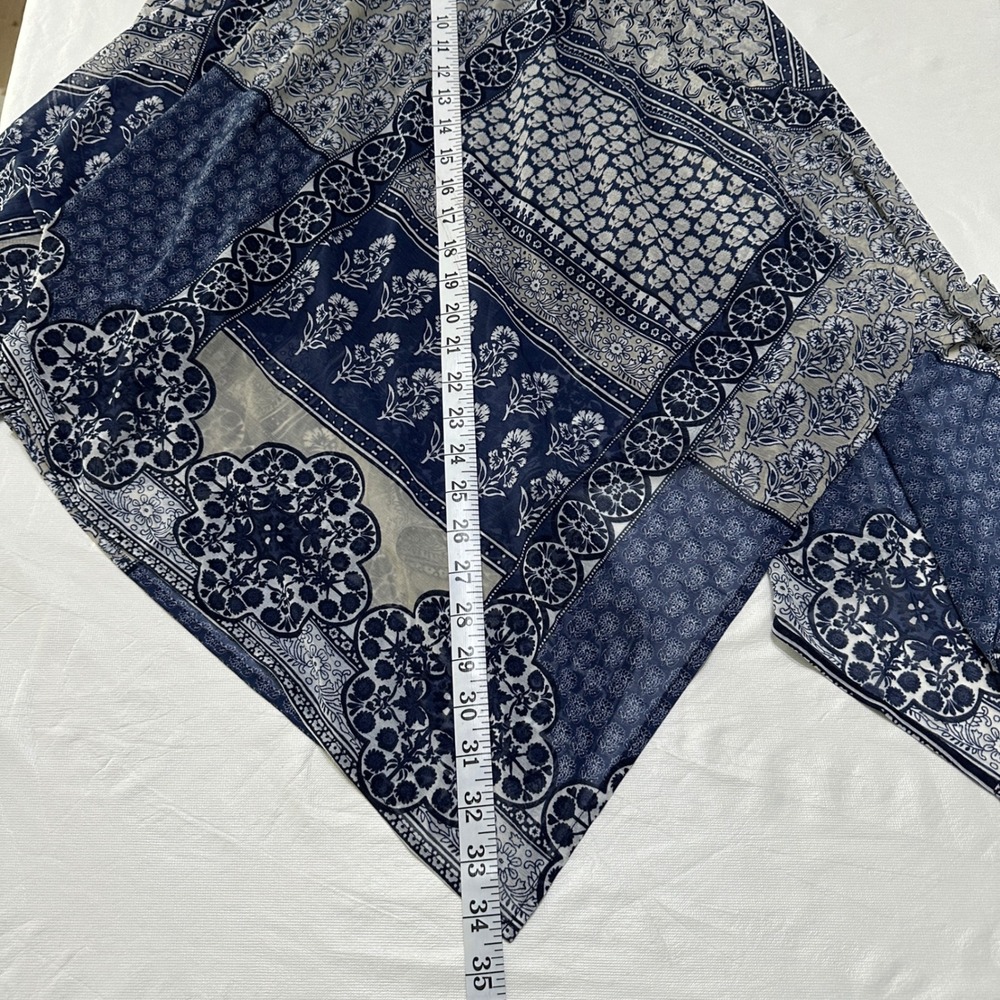 INC Patchwork Handkerchief Skirt PS Foldover Waist Blue Boho Fairycore Coasta - Picture 6 of 9